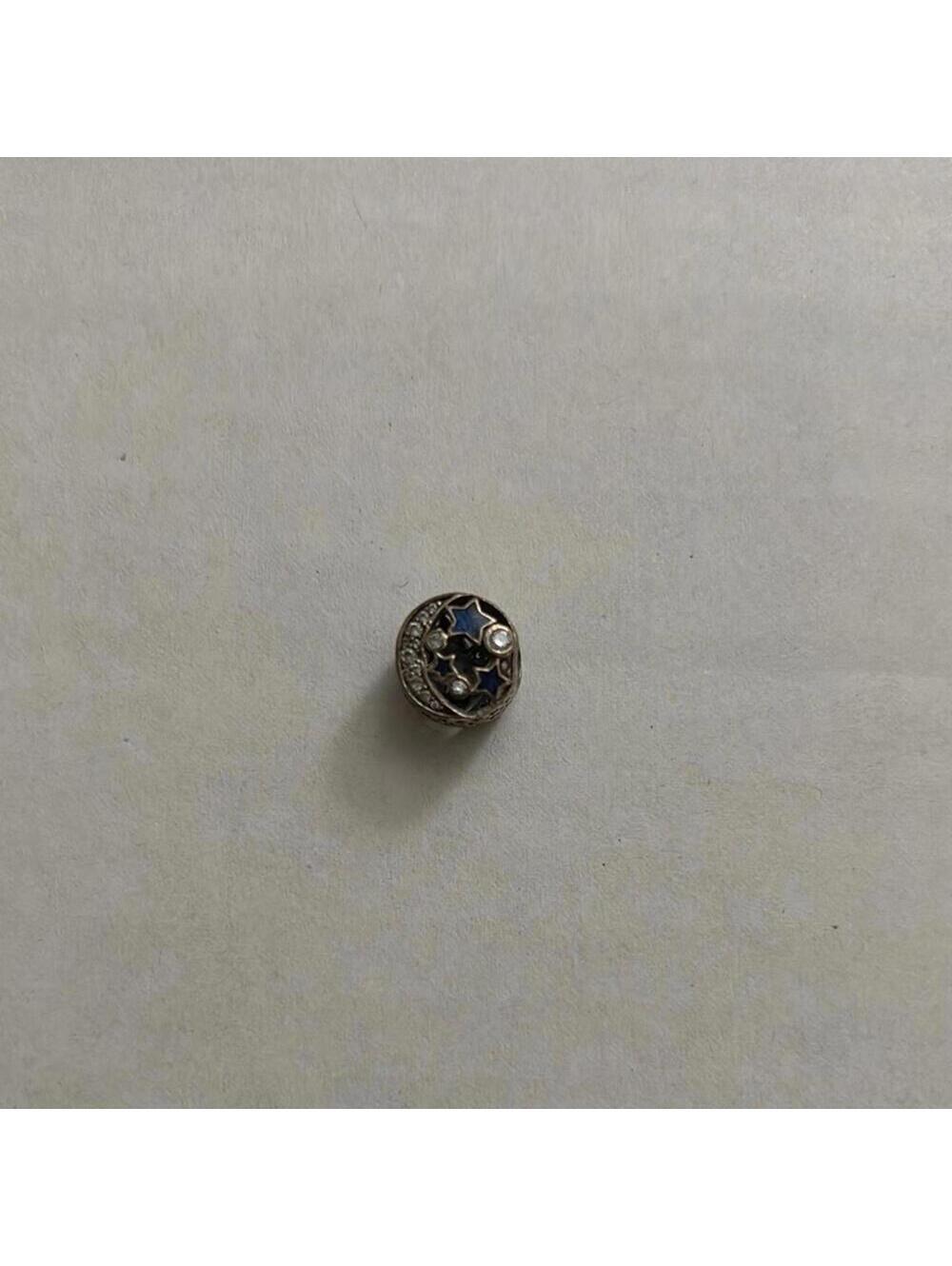 Pandora Silver and Blue Star and Moon Charm for Bracelet